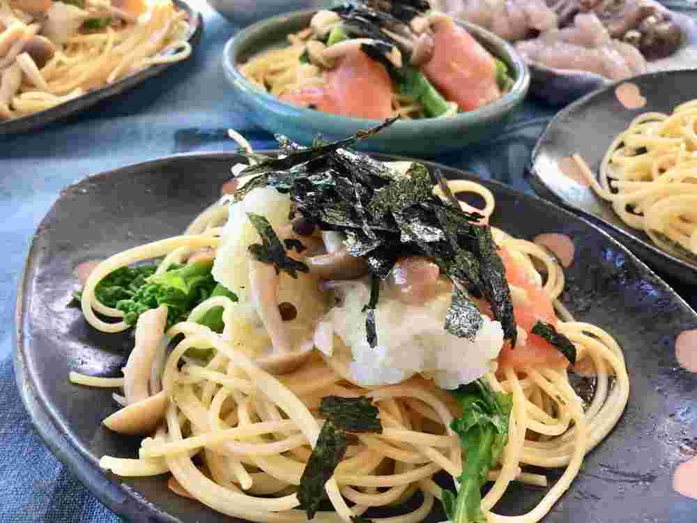 菜の花の鮭のパスタ