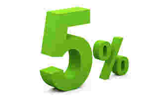 緑色の大きな文字で5%