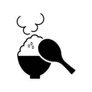 大盛りご飯としゃもじのイラスト