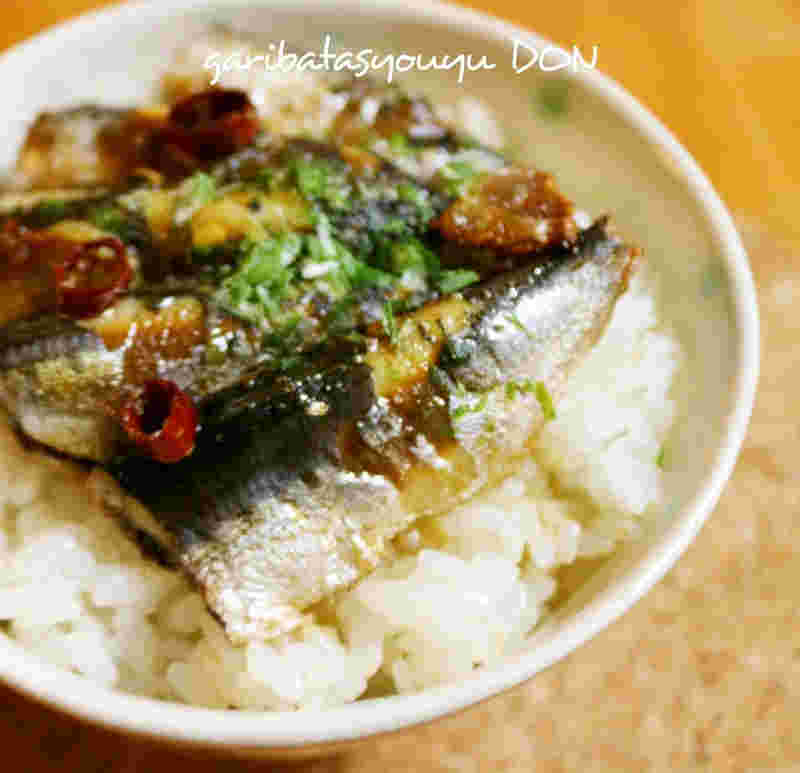 オイルサーディンで簡単・ガリバタ醤油丼