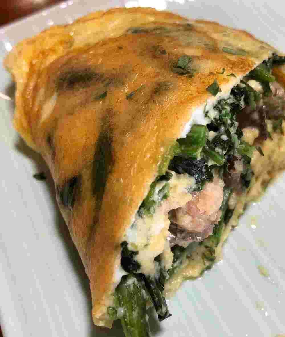 オイルサーディンとホウレン草のオムレツ