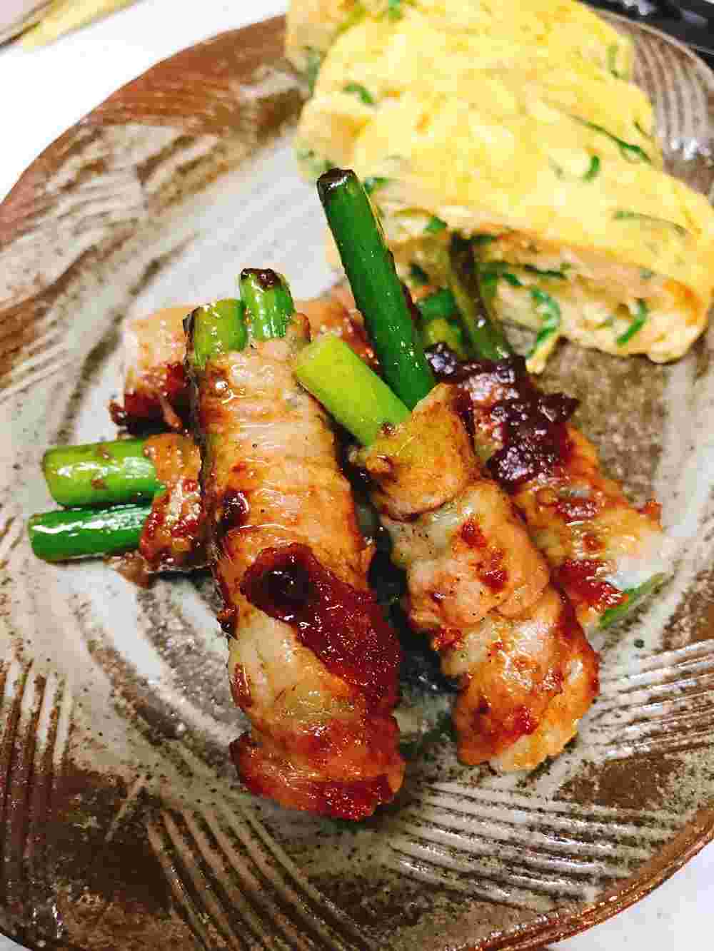 ニンニクの芽の豚肉巻き