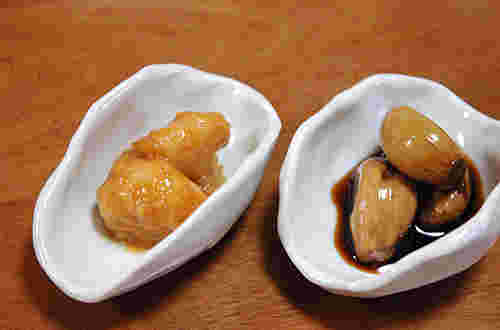 にんにくのしょうゆ漬けと味噌漬け