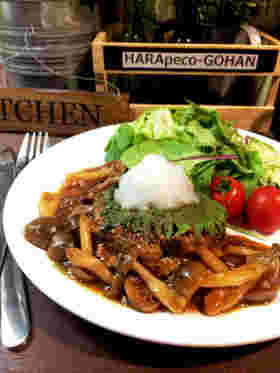 冷凍ハンバーグのきのこあんかけ
