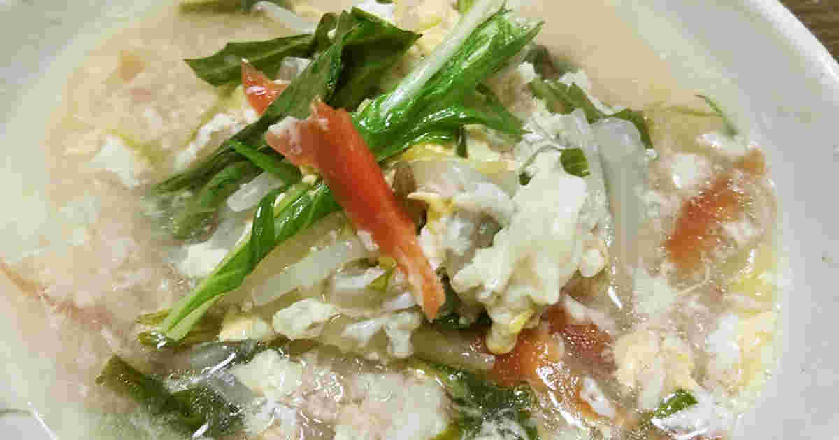 鶏肉ミンチと卵の親子スープ