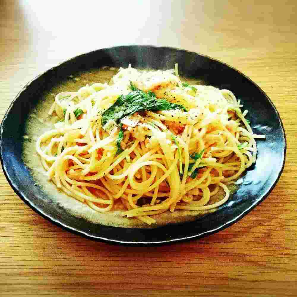鮭フレークと大根おろしの和風パスタ