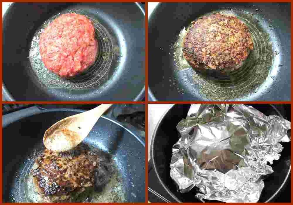 ハンバーグを焼くところ