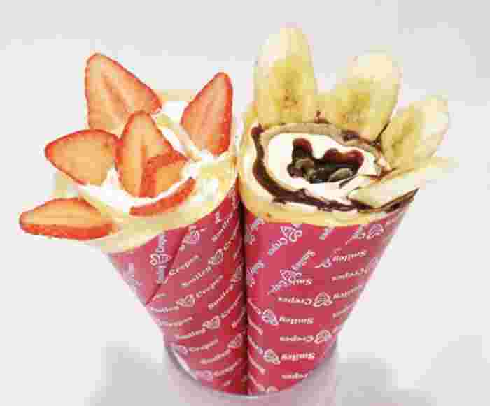 イチゴクレープとチョコクレープの画像