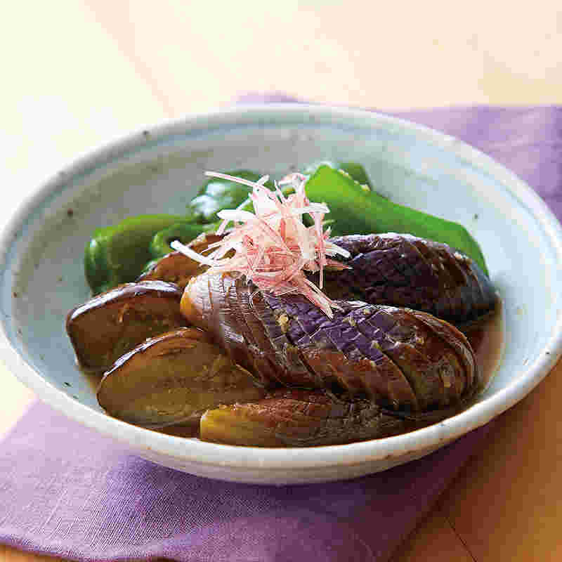 とろとろ焼きなすとピーマンの煮びたし