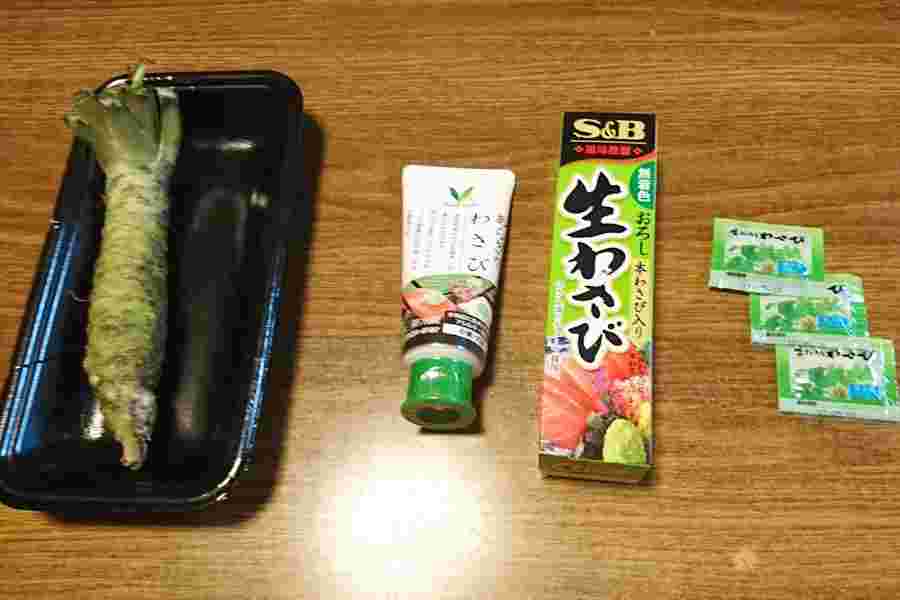 本わさびと本わさびのチューブの様子