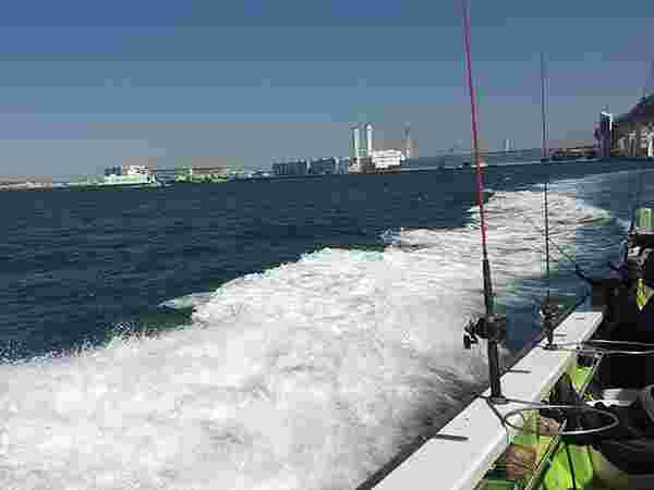 釣舟から海を見る