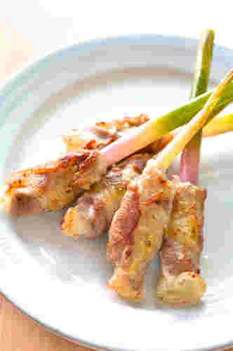 葉生姜の豚肉巻き