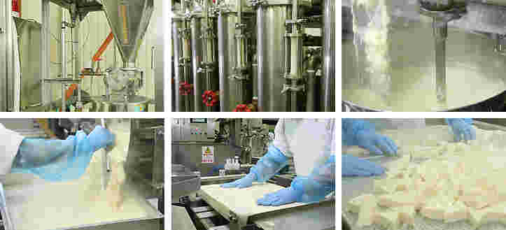 豆腐の製造の様子