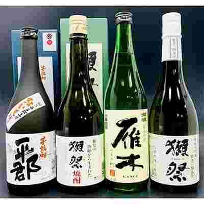 獺祭などの瓶が4本