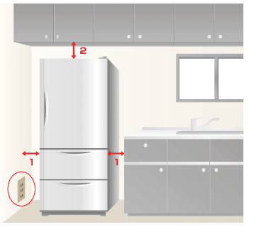 冷蔵庫の設置間隔を表したイラスト