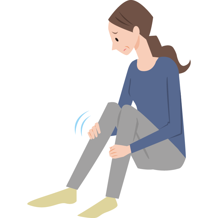 むくみに悩む女性のイメージイラスト