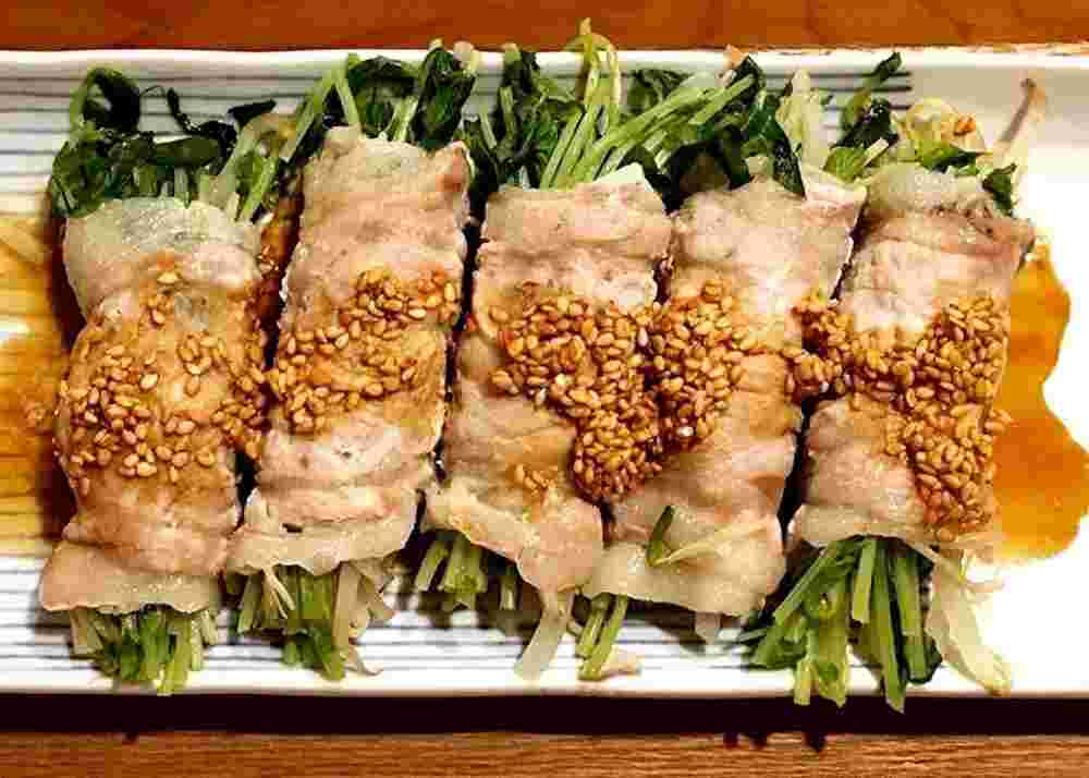 もやしとカイワレの豚巻き蒸し