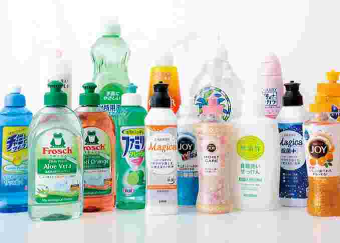 いろんな液体洗剤が並んでいる