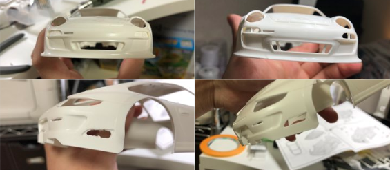 プラモデルの加工中