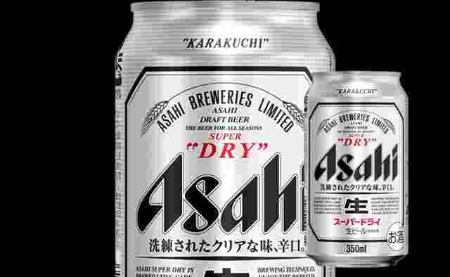 真ん中に銀色の缶ビールのドアップと右端に350mlの銀色の缶ビールが置かれている