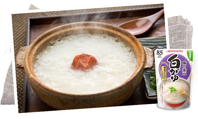味の素の白がゆを使った梅がゆ