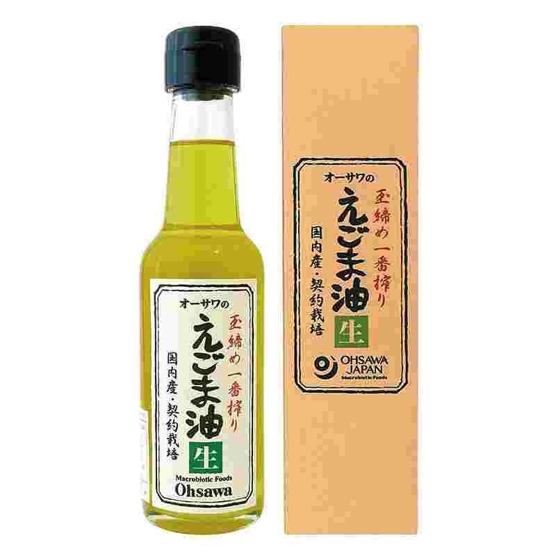 オーサワ「玉締め一番搾りえごま油生」