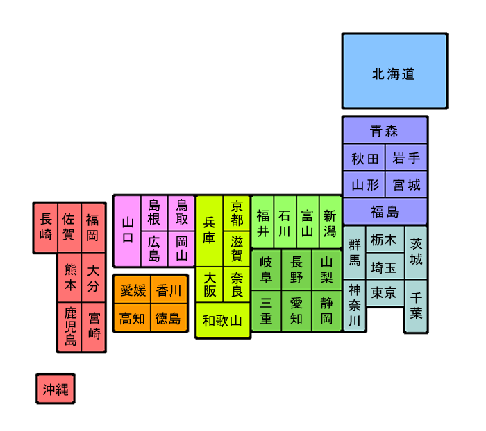 簡略化した日本地図