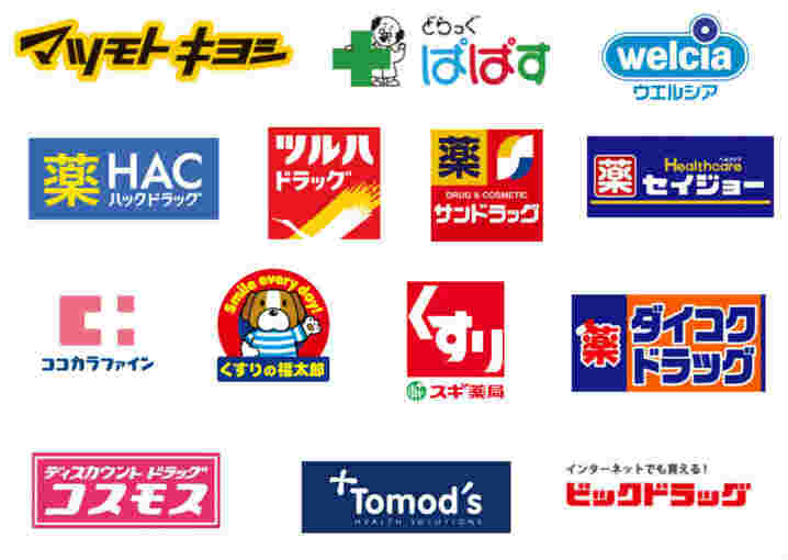 色々なドラッグストアのマーク