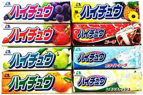 8種類のハイチュウが並べられている様子