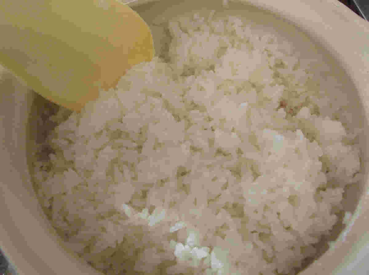 しゃもじで混ぜた様子