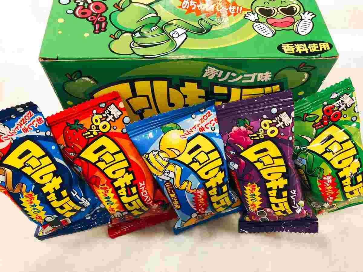 ロールキャンディの箱とロールキャンディの5種類のテイストの紹介