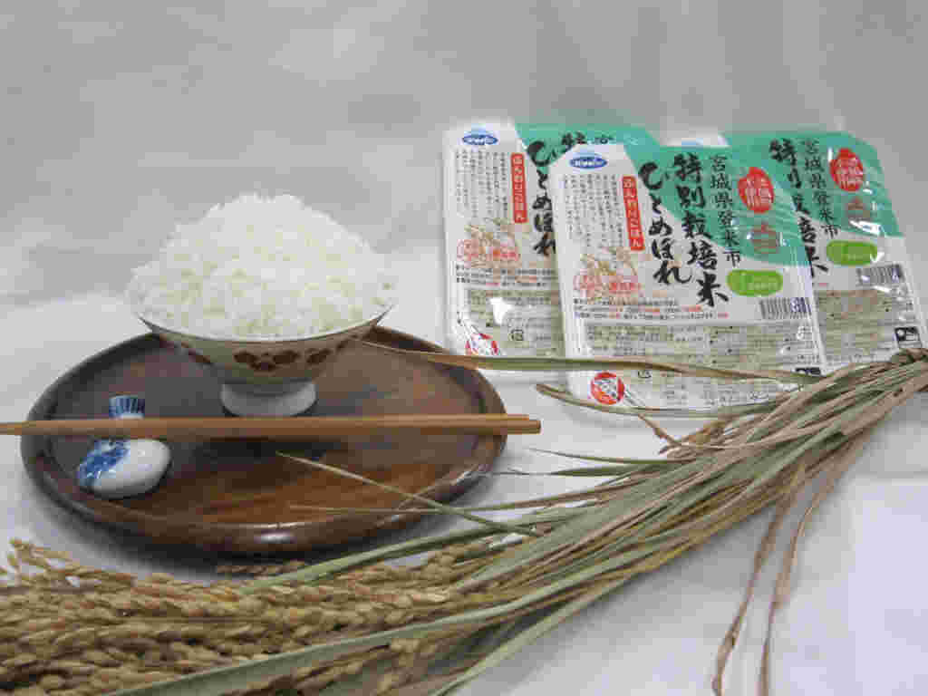 茶碗によそったひとめぼれと稲