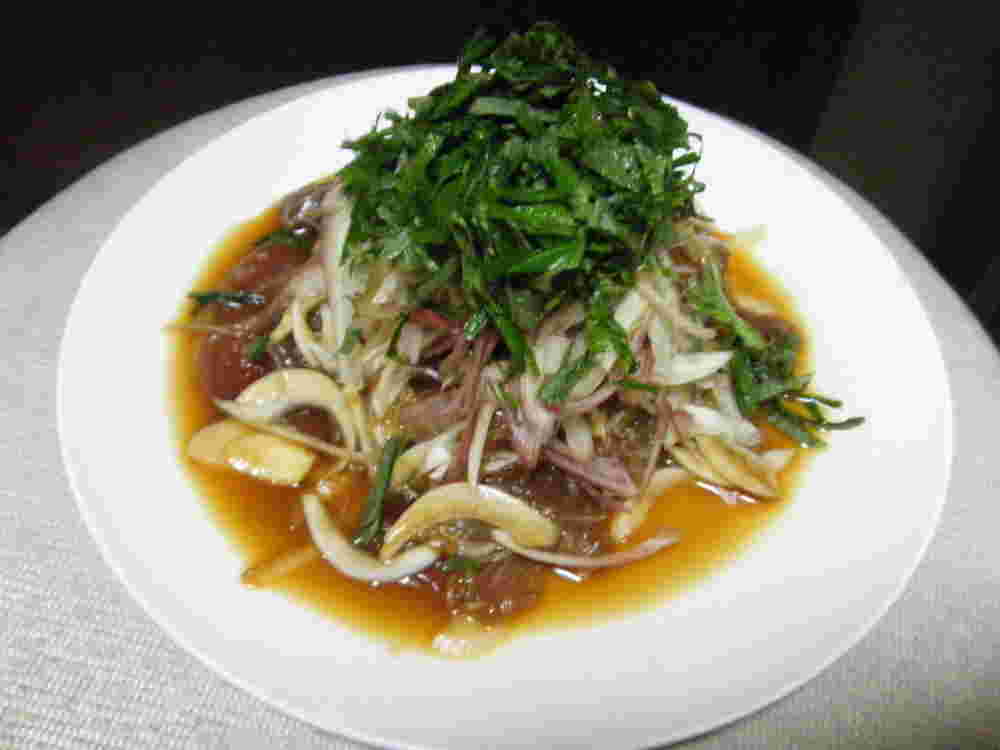 初鰹の漬けサラダ