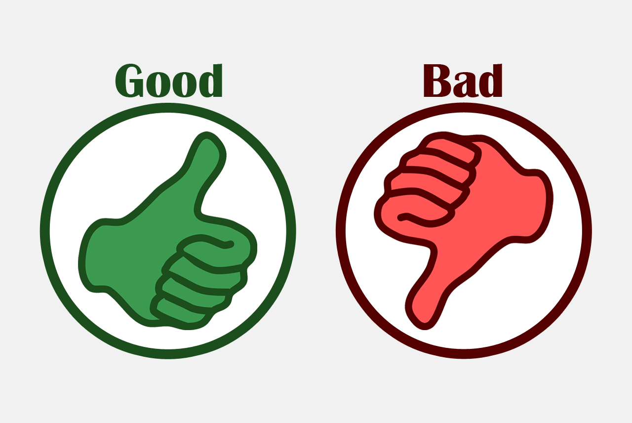 goodとbadを手で表現している