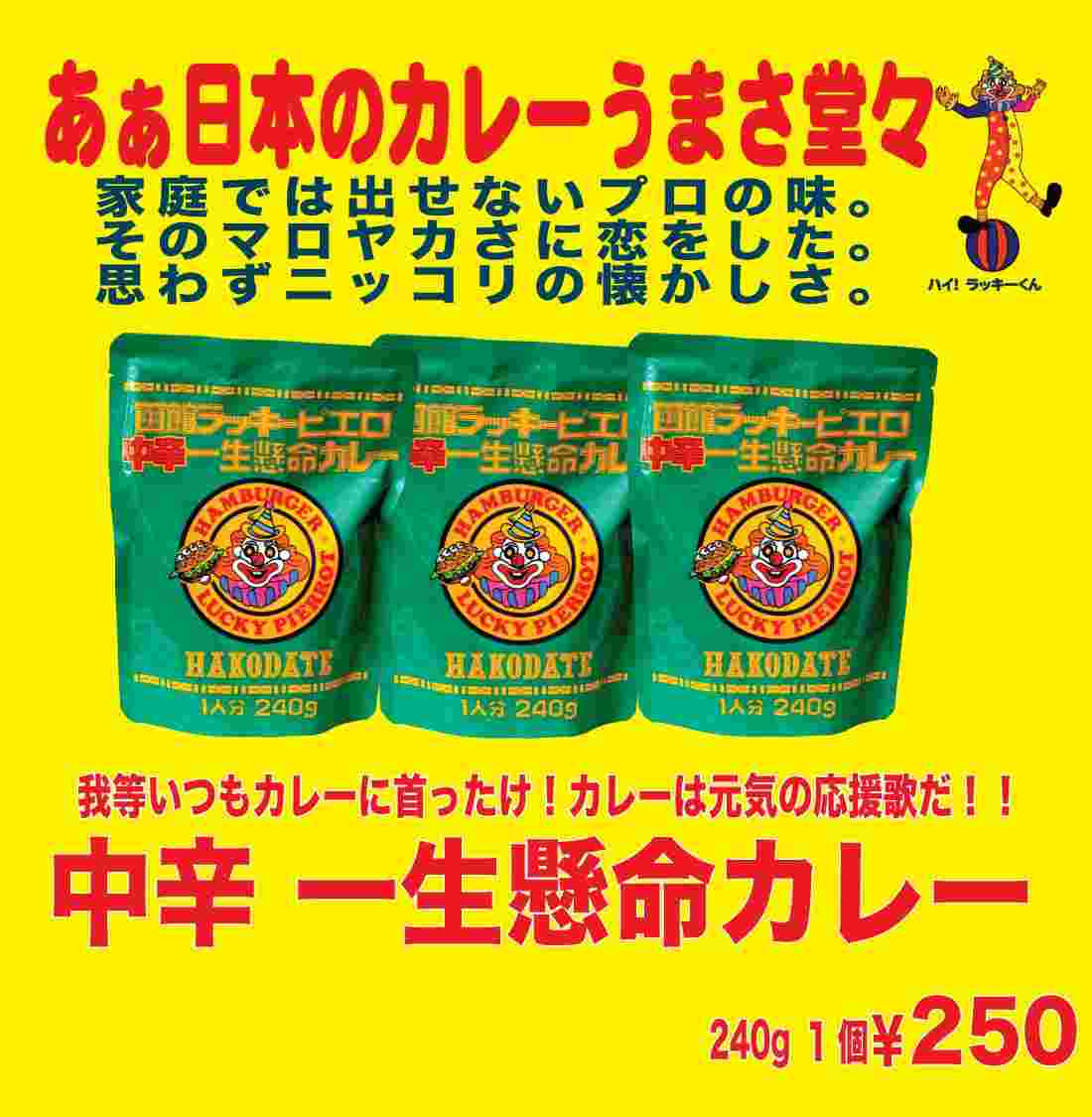 ラッキーピエロ中辛一生懸命カレー