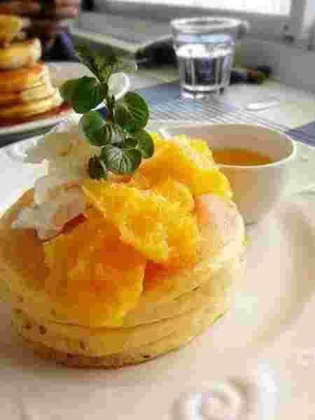 塩ヨーグルトとオレンジのパンケーキ