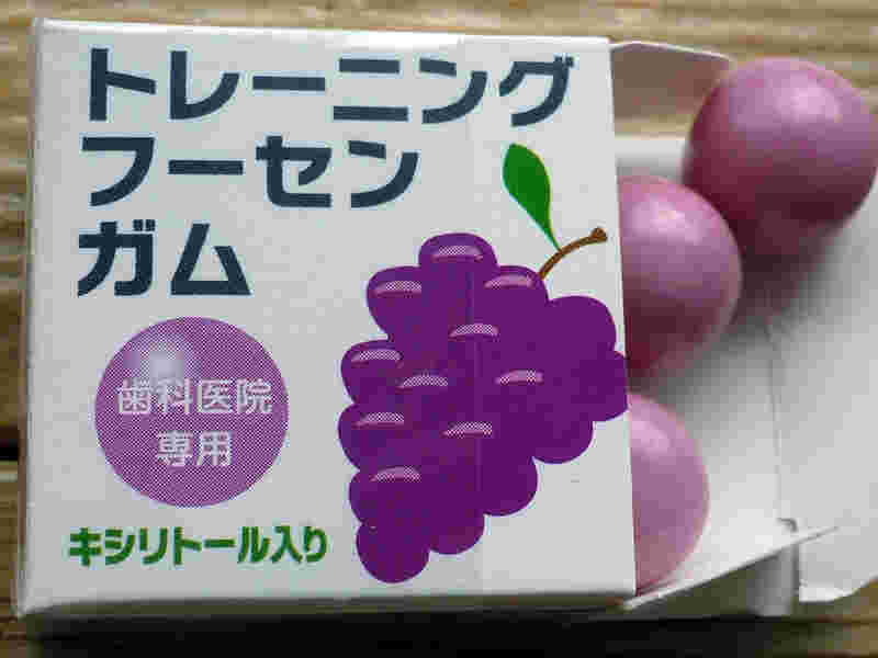 トレーニングフーセンガムを写している様子
