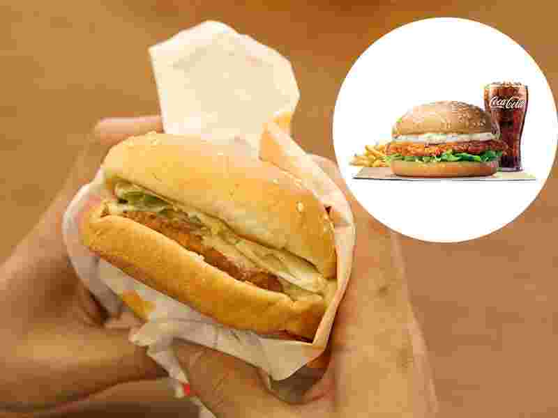 両手でタルタルチキンを持っている画像とタルタルチキンセットの画像