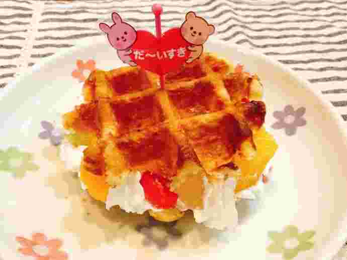 ケーキ風にアレンジしたワッフル