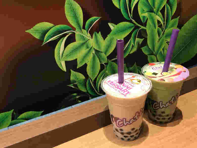 抹茶タピオカミルクティーとタピオカミルクティー