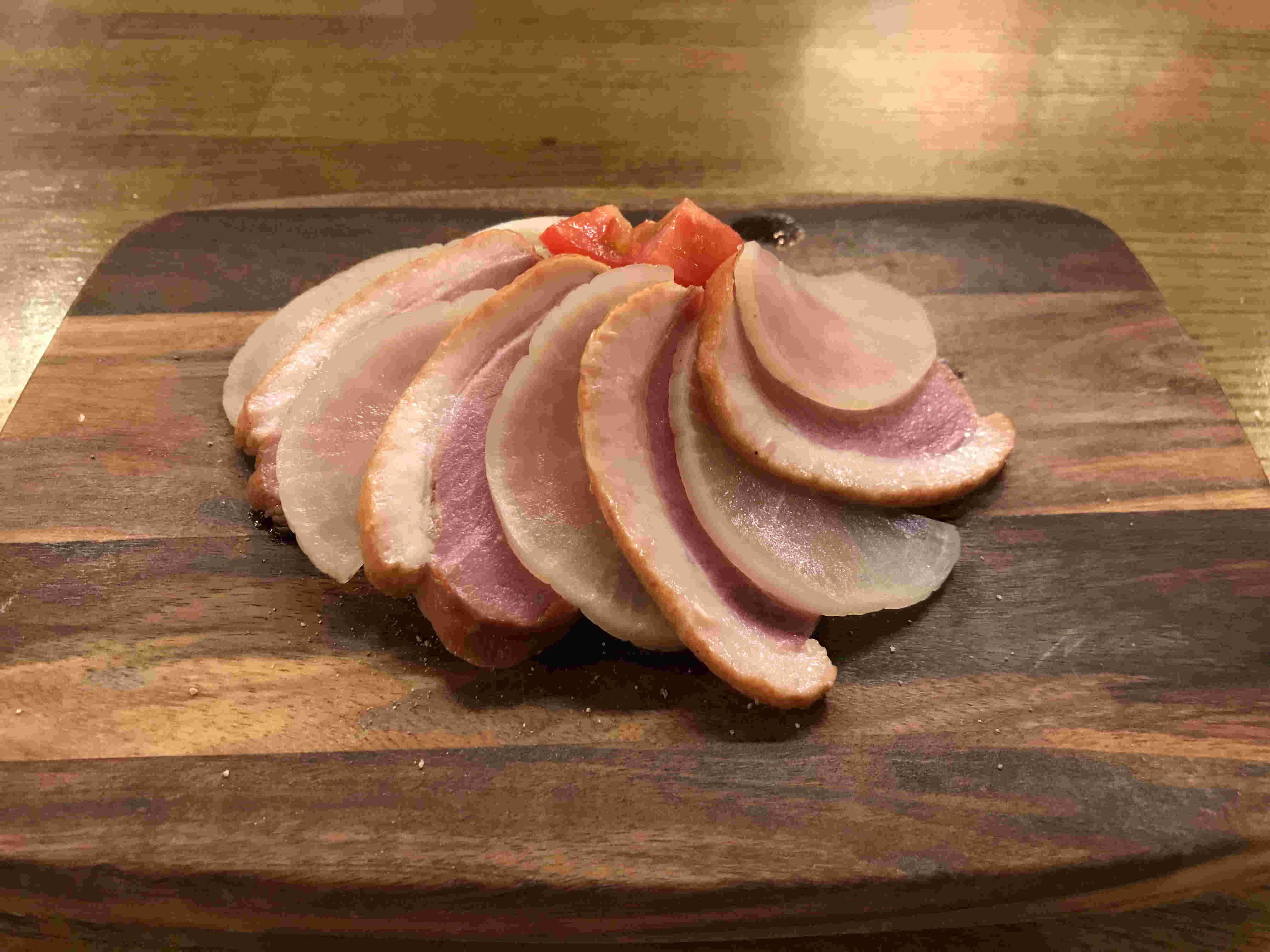 合鴨のスモークと大根漬け