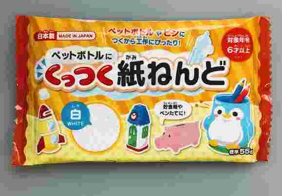 ペットボトルなどにくっついて簡単に作品が作れるくっつく紙ねんど