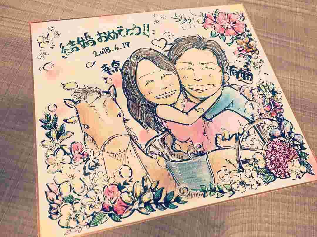 100均の色紙にイラストや似顔絵を描いてアレンジする