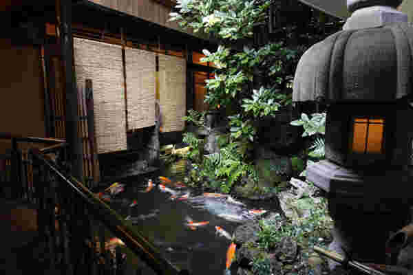 鯉のおよぐ池のあるお店