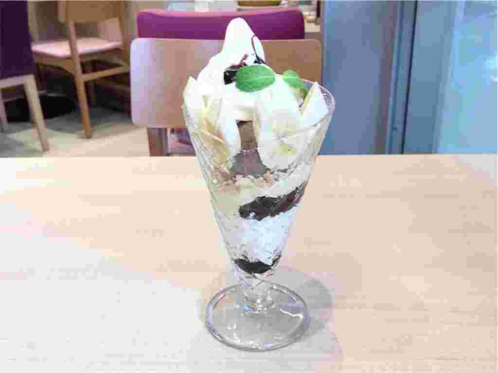 不二家のチョコレートとバナナのミルキーソフトクリームパフェ
