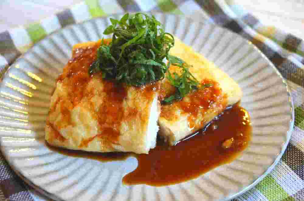 油揚げの鶏挽き肉挟み焼き
