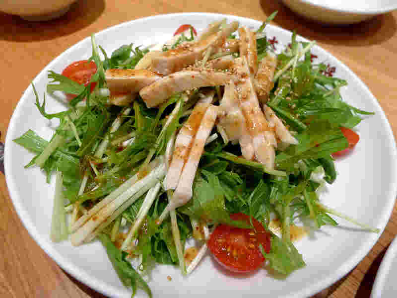 水菜と蒸し鶏のサラダ