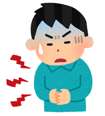 お腹を痛めている男性のイラスト