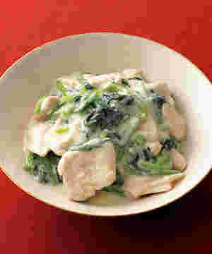 ほうれん草と鶏肉の豆乳クリーム煮