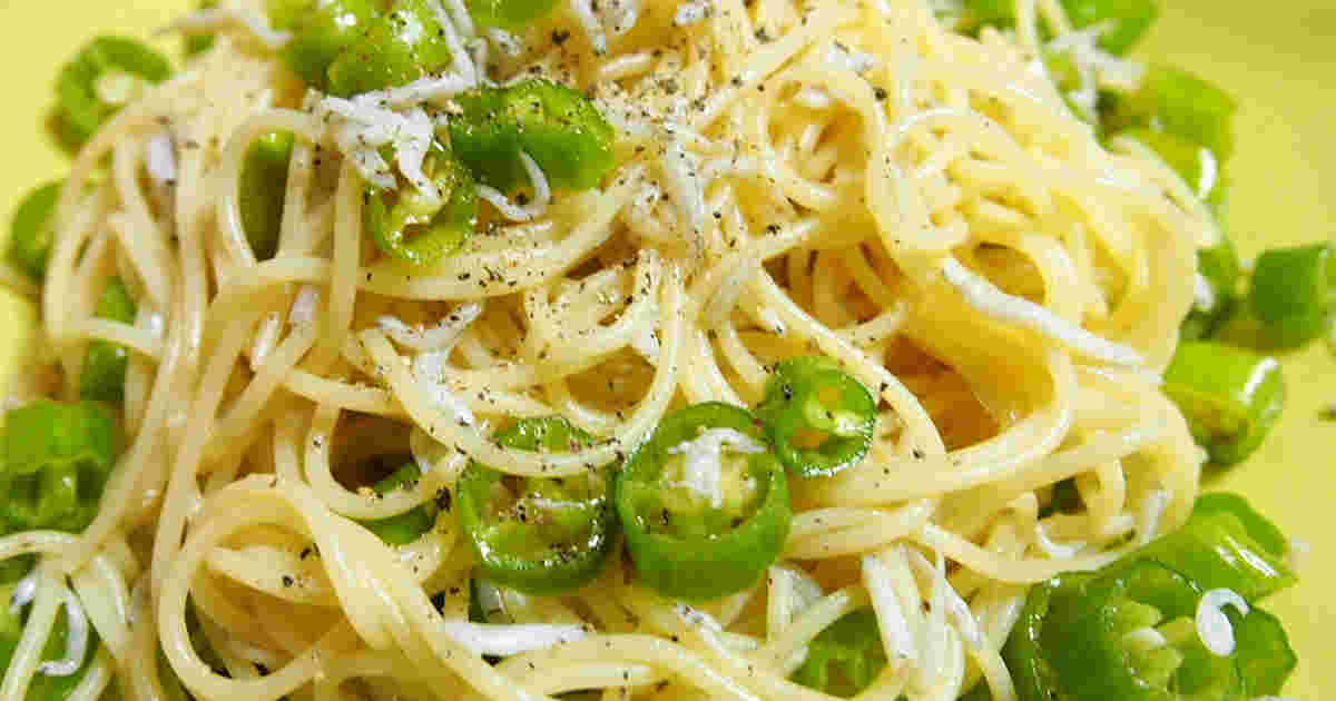 ししとうとしらすの柚子胡椒クリームパスタ